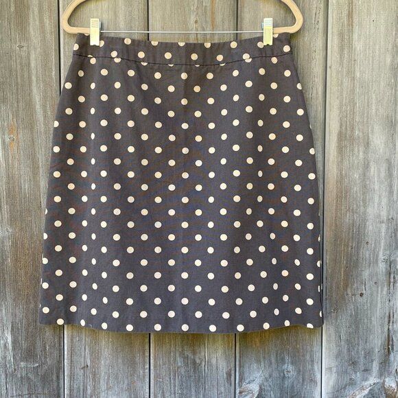 Boden Cotton Polka Dot Pencil Skirt Gray Tan Size 10 Career Office - Picture 14 of 15